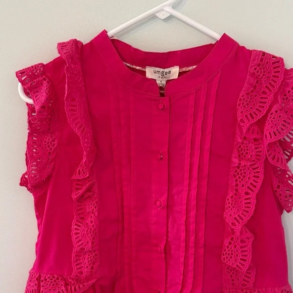 Umgee Fuchsia Ruffled Lace Blouse - Picture 2 of 4